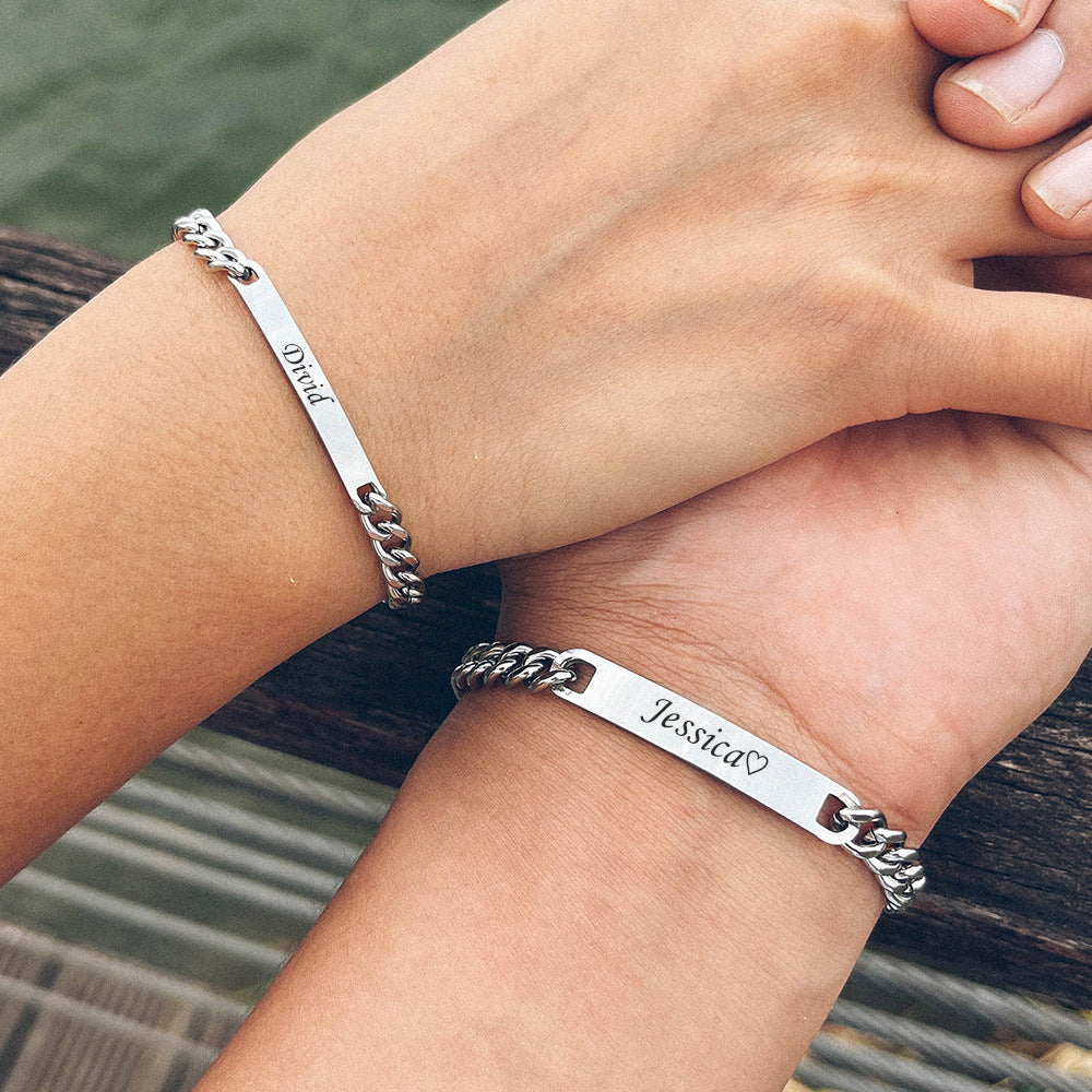 ESME Engraved Stainless Steel Couple Bracelet
