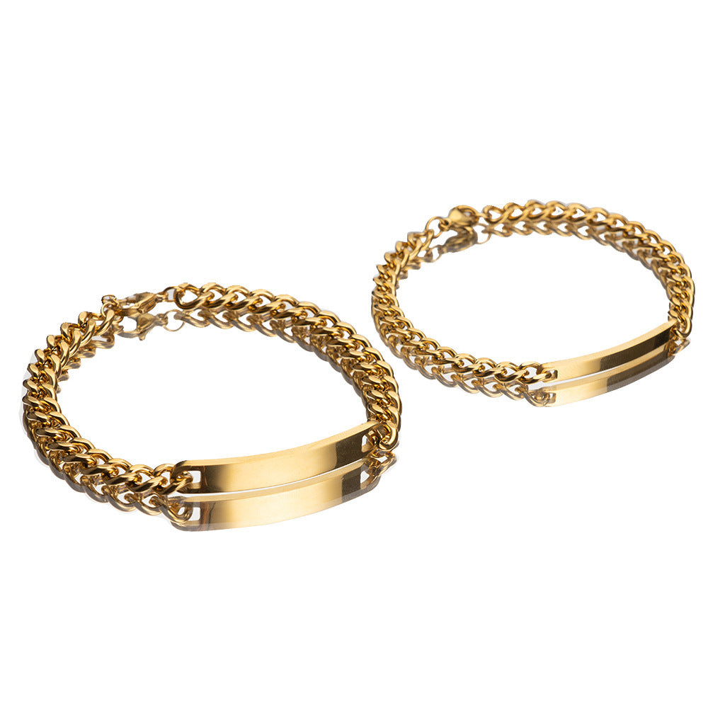 ESME Engraved Stainless Steel Couple Bracelet