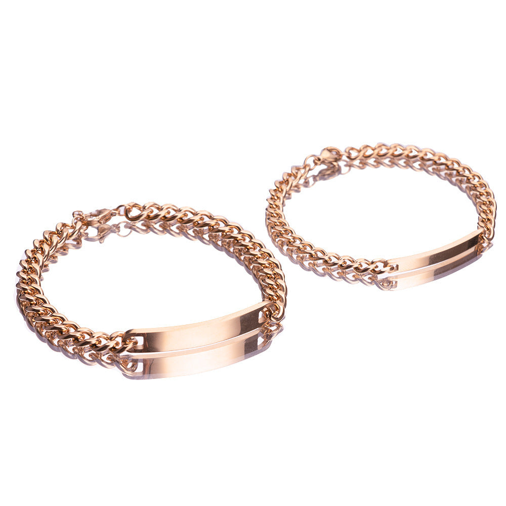 ESME Engraved Stainless Steel Couple Bracelet