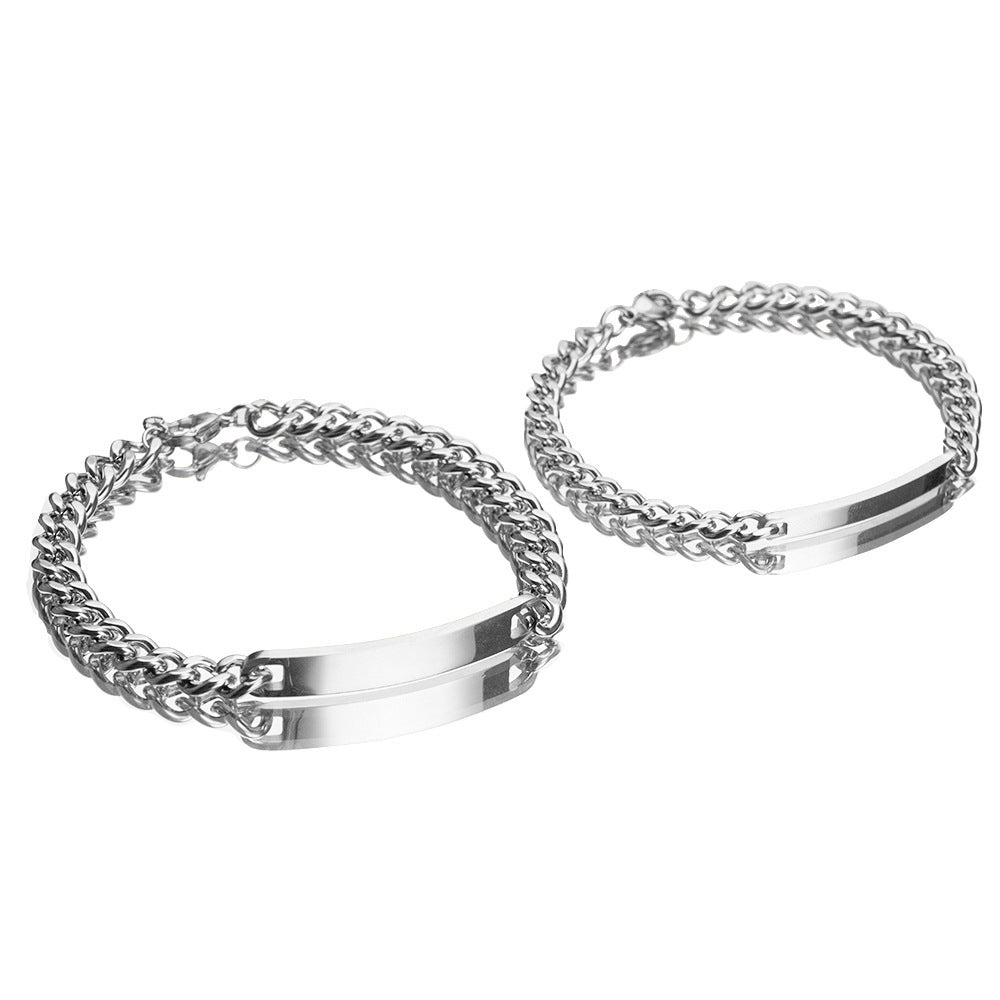 ESME Engraved Stainless Steel Couple Bracelet