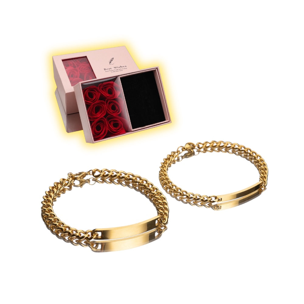 ESME Engraved Stainless Steel Couple Bracelet