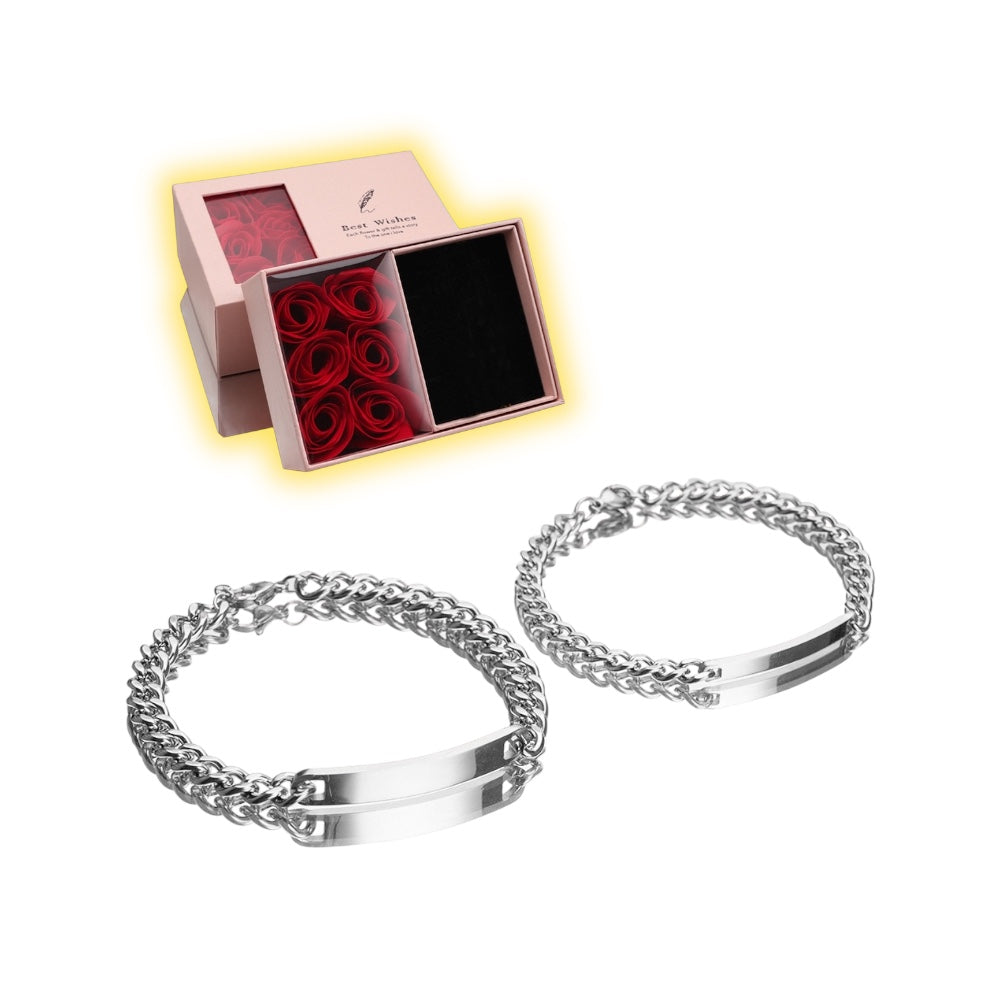 ESME Engraved Stainless Steel Couple Bracelet