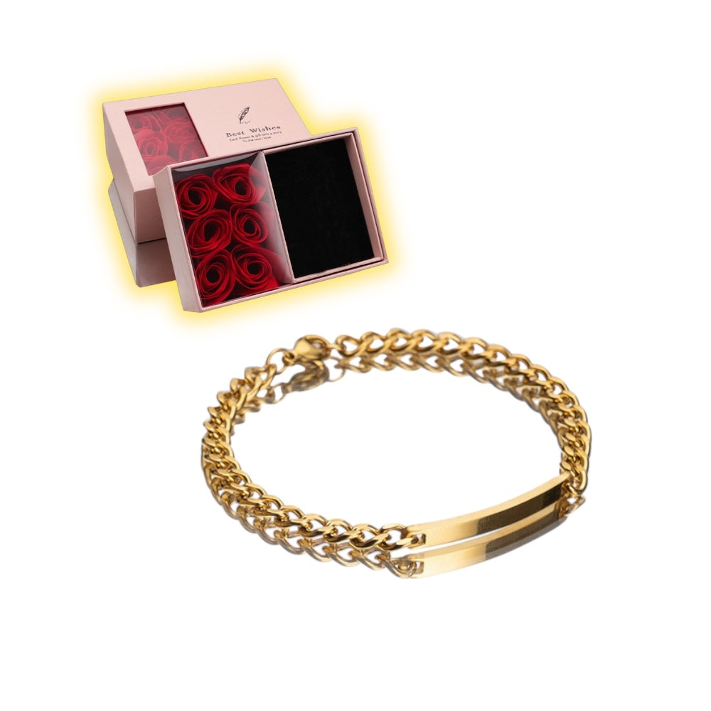 ESME Engraved Stainless Steel Couple Bracelet