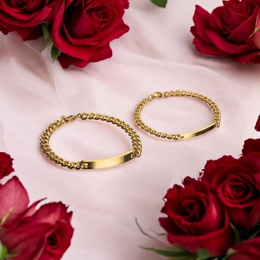 ESME Engraved Stainless Steel Couple Bracelet