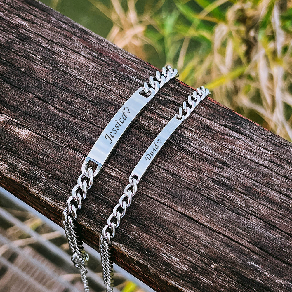 ESME Engraved Stainless Steel Couple Bracelet