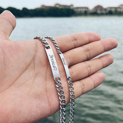 ESME Engraved Stainless Steel Couple Bracelet