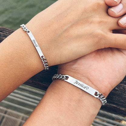 ESME Engraved Stainless Steel Couple Bracelet