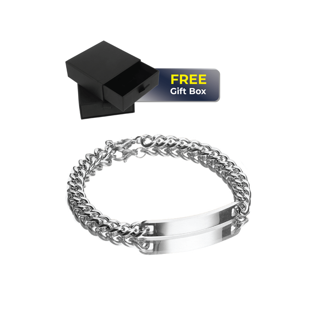 Men silver custom engraved bracelet with gift box