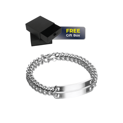 Men silver custom engraved bracelet with gift box