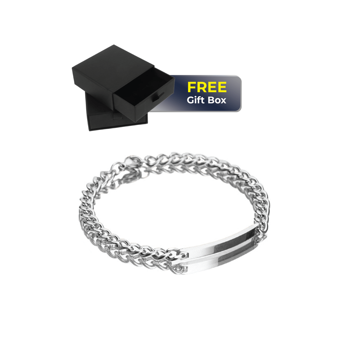 Women silver custom engraved bracelet with gift box