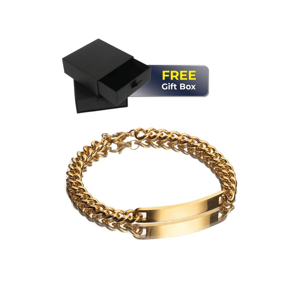 Men gold custom engraved bracelet with gift box
