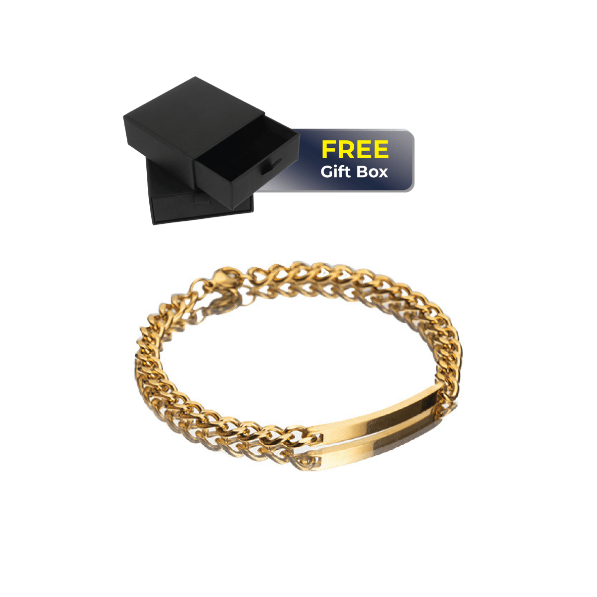 Women gold custom engraved bracelet with gift box