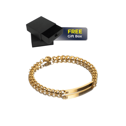 Women gold custom engraved bracelet with gift box