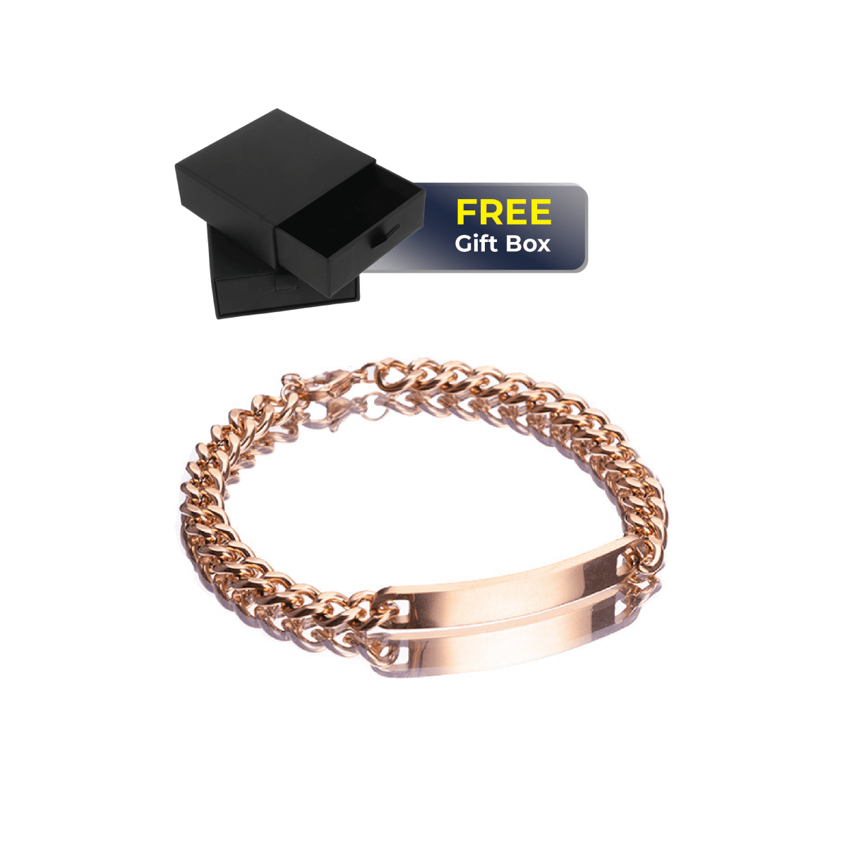 Men rose gold custom engraved bracelet with gift box