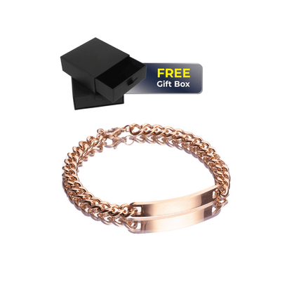 Men rose gold custom engraved bracelet with gift box