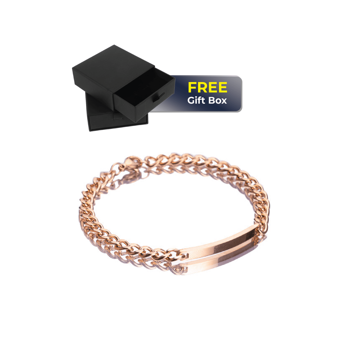 Women rose gold custom engraved bracelet with gift box