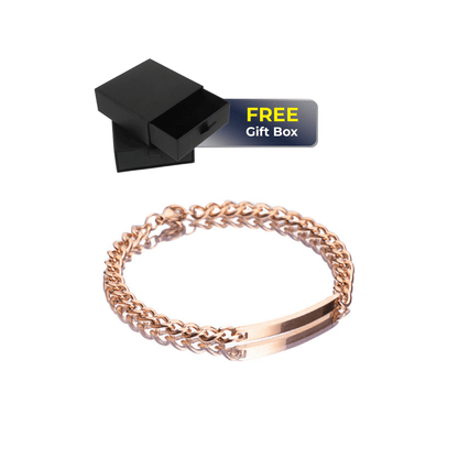 Women rose gold custom engraved bracelet with gift box
